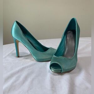 Elegant Teal Peep-Toe Heels